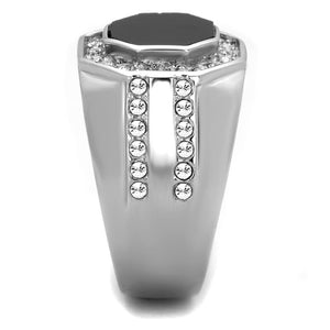 TK2066 - High polished (no plating) Stainless Steel Ring with Top Grade Crystal  in Clear