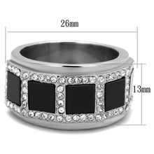 Load image into Gallery viewer, TK2067 - High polished (no plating) Stainless Steel Ring with Synthetic Onyx in Jet