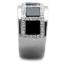 Load image into Gallery viewer, TK2067 - High polished (no plating) Stainless Steel Ring with Synthetic Onyx in Jet