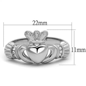 TK2094 - High polished (no plating) Stainless Steel Ring with Top Grade Crystal  in Clear