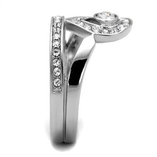 Load image into Gallery viewer, TK2095 - High polished (no plating) Stainless Steel Ring with Top Grade Crystal  in Clear