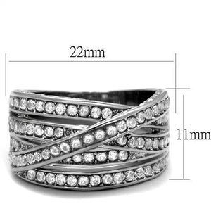 TK2096 - High polished (no plating) Stainless Steel Ring with AAA Grade CZ  in Clear
