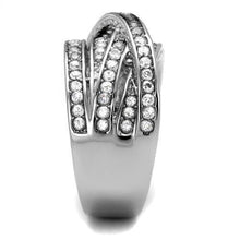 Load image into Gallery viewer, TK2096 - High polished (no plating) Stainless Steel Ring with AAA Grade CZ  in Clear