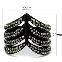 Load image into Gallery viewer, TK2097 - IP Black(Ion Plating) Stainless Steel Ring with Top Grade Crystal  in Black Diamond