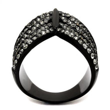Load image into Gallery viewer, TK2097 - IP Black(Ion Plating) Stainless Steel Ring with Top Grade Crystal  in Black Diamond