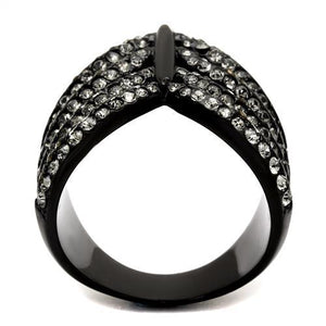 TK2097 - IP Black(Ion Plating) Stainless Steel Ring with Top Grade Crystal  in Black Diamond
