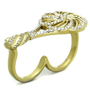 TK2107 - IP Gold(Ion Plating) Stainless Steel Ring with Top Grade Crystal  in Clear