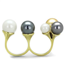 Load image into Gallery viewer, TK2108 - IP Gold(Ion Plating) Stainless Steel Ring with Synthetic Pearl in Multi Color