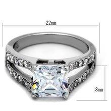 Load image into Gallery viewer, TK2112 - High polished (no plating) Stainless Steel Ring with AAA Grade CZ  in Clear