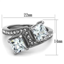 Load image into Gallery viewer, TK2113 - High polished (no plating) Stainless Steel Ring with AAA Grade CZ  in Clear