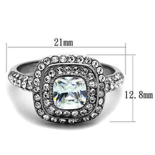 Load image into Gallery viewer, TK2114 - High polished (no plating) Stainless Steel Ring with AAA Grade CZ  in Clear