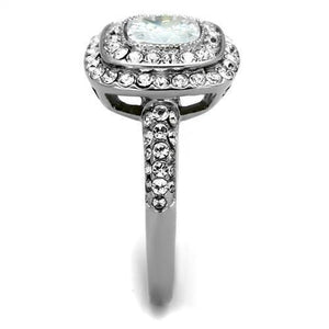 TK2114 - High polished (no plating) Stainless Steel Ring with AAA Grade CZ  in Clear