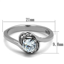 Load image into Gallery viewer, TK2116 - High polished (no plating) Stainless Steel Ring with AAA Grade CZ  in Clear