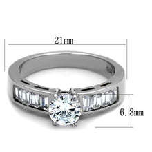 Load image into Gallery viewer, TK2117 - High polished (no plating) Stainless Steel Ring with AAA Grade CZ  in Clear