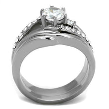 Load image into Gallery viewer, TK2118 - High polished (no plating) Stainless Steel Ring with AAA Grade CZ  in Clear