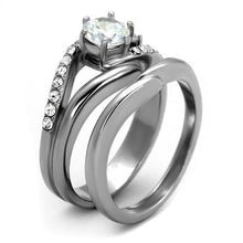 Load image into Gallery viewer, TK2118 - High polished (no plating) Stainless Steel Ring with AAA Grade CZ  in Clear