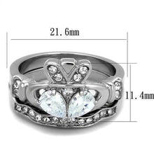 Load image into Gallery viewer, TK2119 - High polished (no plating) Stainless Steel Ring with AAA Grade CZ  in Clear