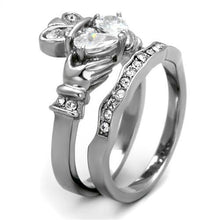 Load image into Gallery viewer, TK2119 - High polished (no plating) Stainless Steel Ring with AAA Grade CZ  in Clear