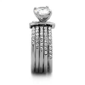 TK2120 - High polished (no plating) Stainless Steel Ring with AAA Grade CZ  in Clear
