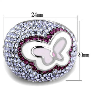 TK2125 - High polished (no plating) Stainless Steel Ring with Top Grade Crystal  in Multi Color