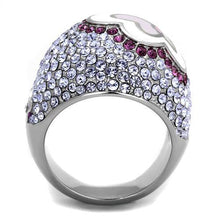Load image into Gallery viewer, TK2125 - High polished (no plating) Stainless Steel Ring with Top Grade Crystal  in Multi Color