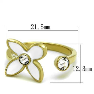 TK2126 - IP Gold(Ion Plating) Stainless Steel Ring with Top Grade Crystal  in Clear