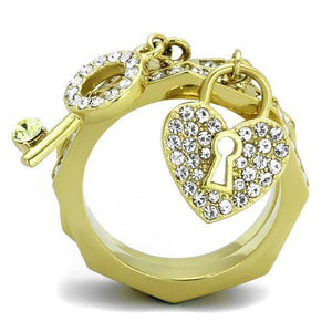 TK2127 - IP Gold(Ion Plating) Stainless Steel Ring with Top Grade Crystal  in Citrine Yellow