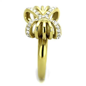 TK2128 - IP Gold(Ion Plating) Stainless Steel Ring with Top Grade Crystal  in Clear
