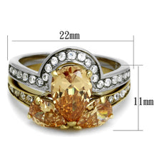 Load image into Gallery viewer, TK2132 - Two-Tone IP Gold (Ion Plating) Stainless Steel Ring with AAA Grade CZ  in Champagne