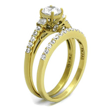 Load image into Gallery viewer, TK2133 - IP Gold(Ion Plating) Stainless Steel Ring with AAA Grade CZ  in Clear