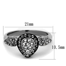 Load image into Gallery viewer, TK2136 - Two-Tone IP Black Stainless Steel Ring with Top Grade Crystal  in Black Diamond