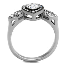 Load image into Gallery viewer, TK2136 - Two-Tone IP Black Stainless Steel Ring with Top Grade Crystal  in Black Diamond