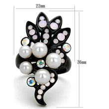 Load image into Gallery viewer, TK2138 - IP Black(Ion Plating) Stainless Steel Ring with Synthetic Pearl in Light Rose
