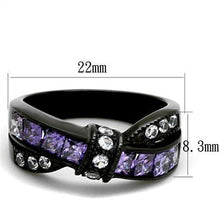 Load image into Gallery viewer, TK2140 - IP Black(Ion Plating) Stainless Steel Ring with AAA Grade CZ  in Amethyst