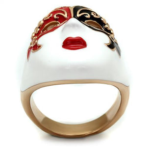 TK2142 - IP Rose Gold(Ion Plating) Stainless Steel Ring with Epoxy  in Multi Color