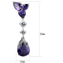 Load image into Gallery viewer, TK2144 - High polished (no plating) Stainless Steel Earrings with AAA Grade CZ  in Amethyst