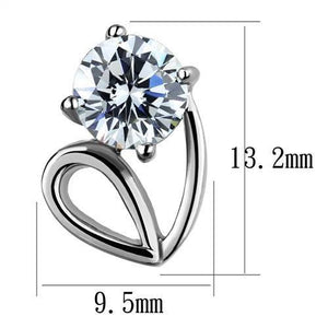 TK2147 - High polished (no plating) Stainless Steel Earrings with AAA Grade CZ  in Clear