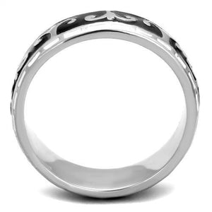 TK2154 - High polished (no plating) Stainless Steel Ring with Epoxy  in Jet