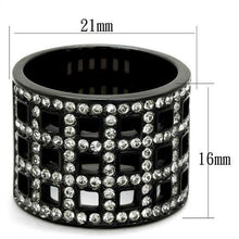 Load image into Gallery viewer, TK2155 - IP Black(Ion Plating) Stainless Steel Ring with Top Grade Crystal  in Black Diamond