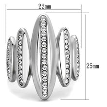 Load image into Gallery viewer, TK2156 - High polished (no plating) Stainless Steel Ring with Top Grade Crystal  in Clear