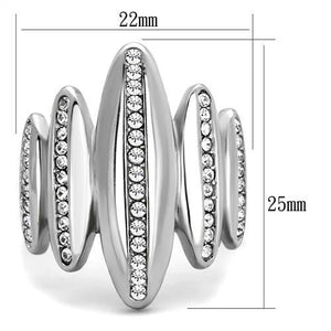 TK2156 - High polished (no plating) Stainless Steel Ring with Top Grade Crystal  in Clear