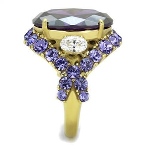TK2160 - IP Gold(Ion Plating) Stainless Steel Ring with AAA Grade CZ  in Amethyst