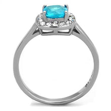 Load image into Gallery viewer, TK2161 - High polished (no plating) Stainless Steel Ring with Synthetic Synthetic Glass in Sea Blue