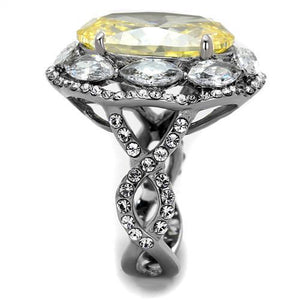 TK2162 - High polished (no plating) Stainless Steel Ring with AAA Grade CZ  in Citrine Yellow