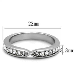 TK2163 - High polished (no plating) Stainless Steel Ring with Top Grade Crystal  in Clear