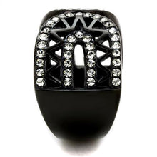 Load image into Gallery viewer, TK2166 - IP Black(Ion Plating) Stainless Steel Ring with Top Grade Crystal  in Black Diamond