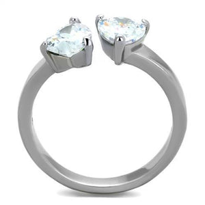 TK2167 - High polished (no plating) Stainless Steel Ring with AAA Grade CZ  in Clear