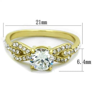 TK2168 - IP Gold(Ion Plating) Stainless Steel Ring with AAA Grade CZ  in Clear