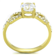 Load image into Gallery viewer, TK2168 - IP Gold(Ion Plating) Stainless Steel Ring with AAA Grade CZ  in Clear