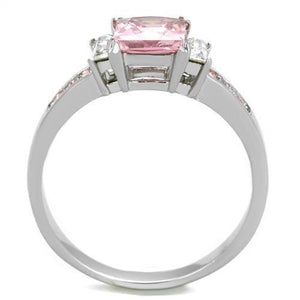 TK2169 - High polished (no plating) Stainless Steel Ring with AAA Grade CZ  in Rose